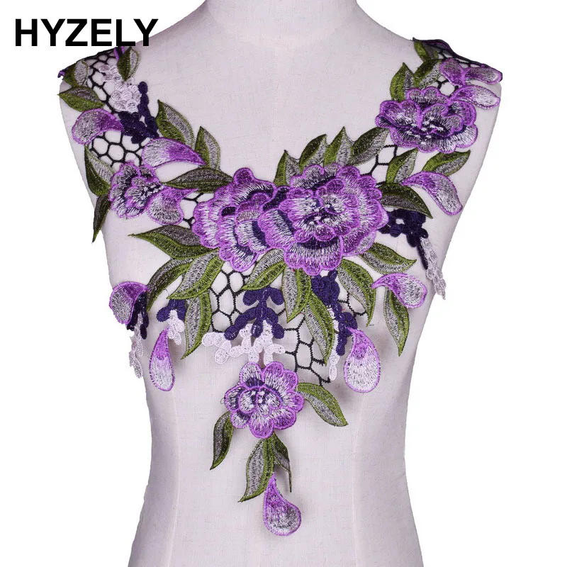 Green Flower craft collar Floral Embroidered Applique Trim Decorated Lace Neckline Collar Sewing Scrapbooking NL076