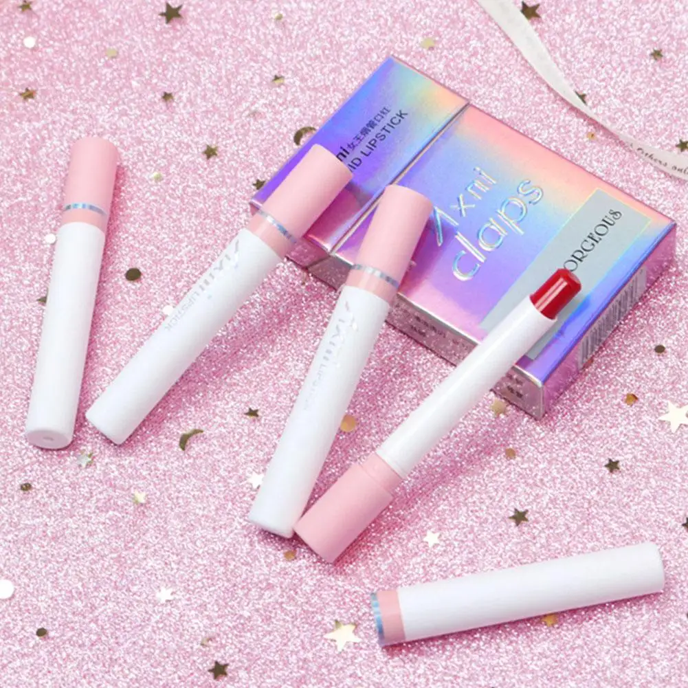 Sexy Cigarette Lipstick Set para mulheres, duradouro, fumaça, forma de lábios, batons de tubo, umidade, fosco, impermeável, Cosm, H7C8, 4 cores por conjunto