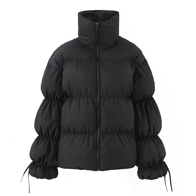 블랙 플러피 코튼 재킷 2025 가을/겨울 패션 우아하고 고급스러운 루즈핏 편안한 캐주얼 스타일 여성용