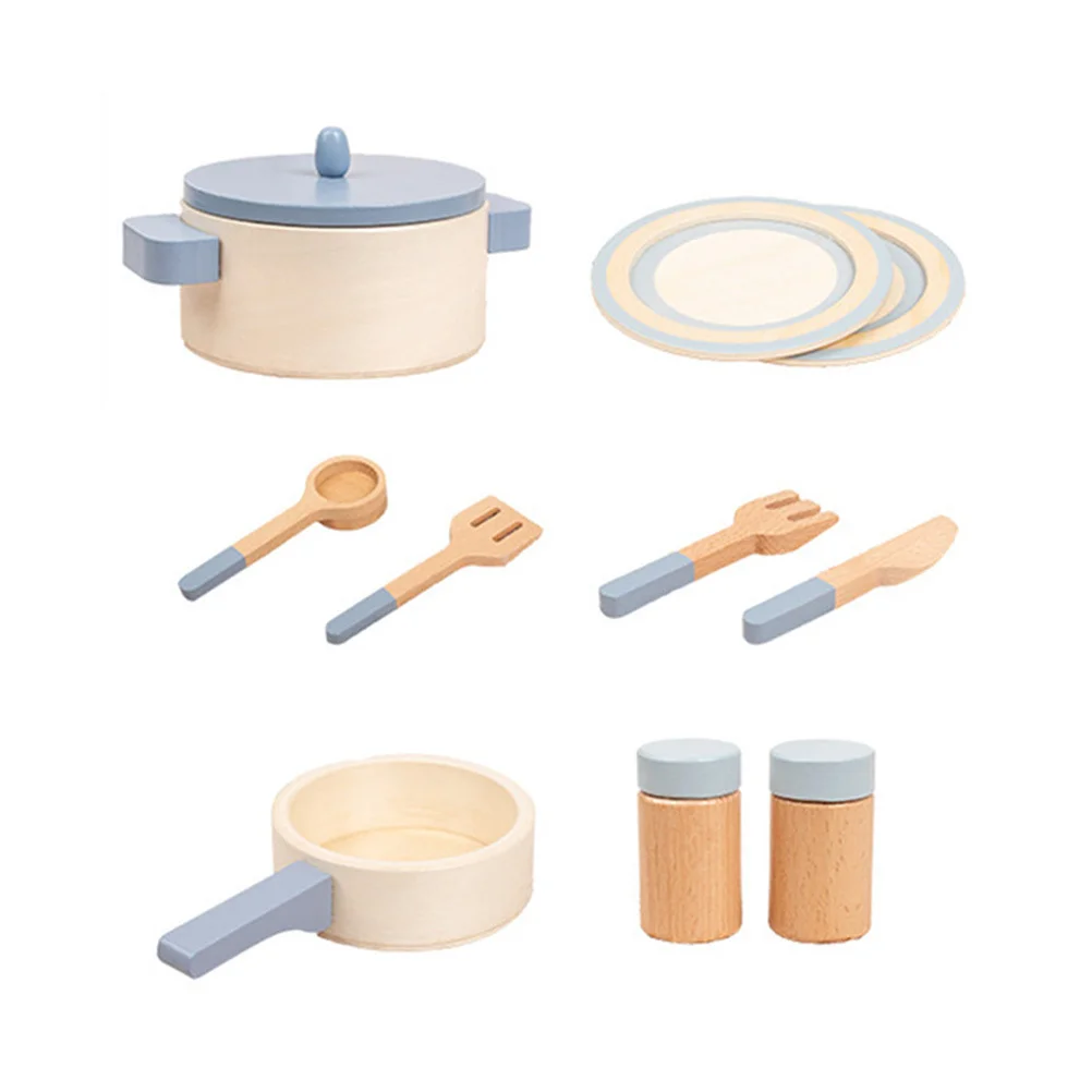 1-set kinderen Fantasiespel pannenset Houten keuken Educatieve kookspeelset voor kinderen Interactieve huishoudelijke kinderen