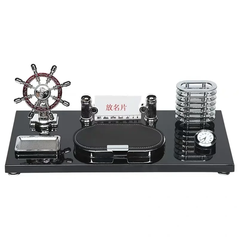 

Office desk new mahogany desk calendar rack, office desktop ornament electronic watch pen holder, business desk