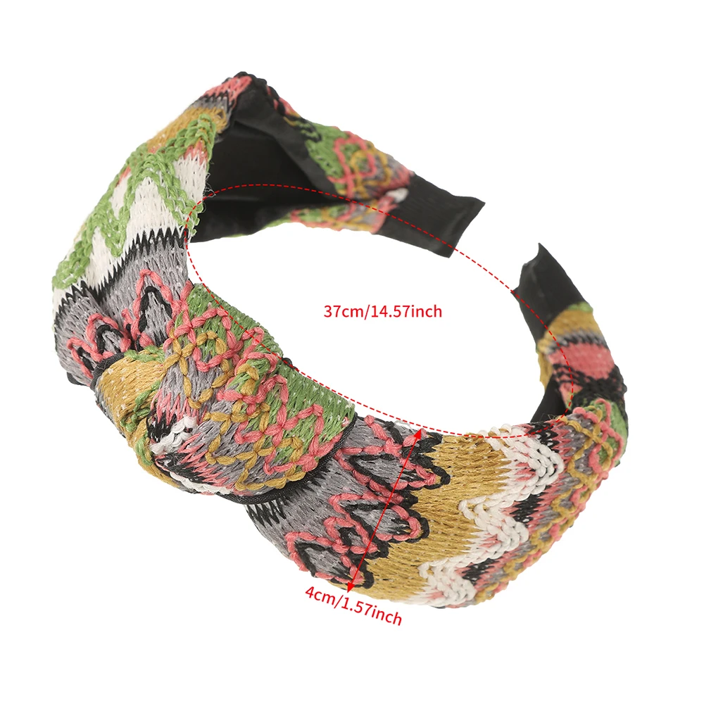 Ethnic Style Knotted Headbands New Fashion Wide Hairbands for Women Non-slip Wide Headbands