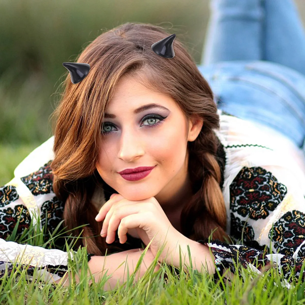 

4pcs Horn Hair Clips Lightweight Durable Halloween Birthday Party Accessories Party Hair Accessories Child Wear