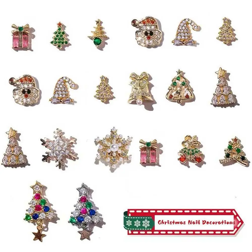 Nail Ornament Elk Santa Claus Christmas Nail Decorations Snowflake Nail Rhinestones 3D Nail Jewelry Christmas Nail Drills