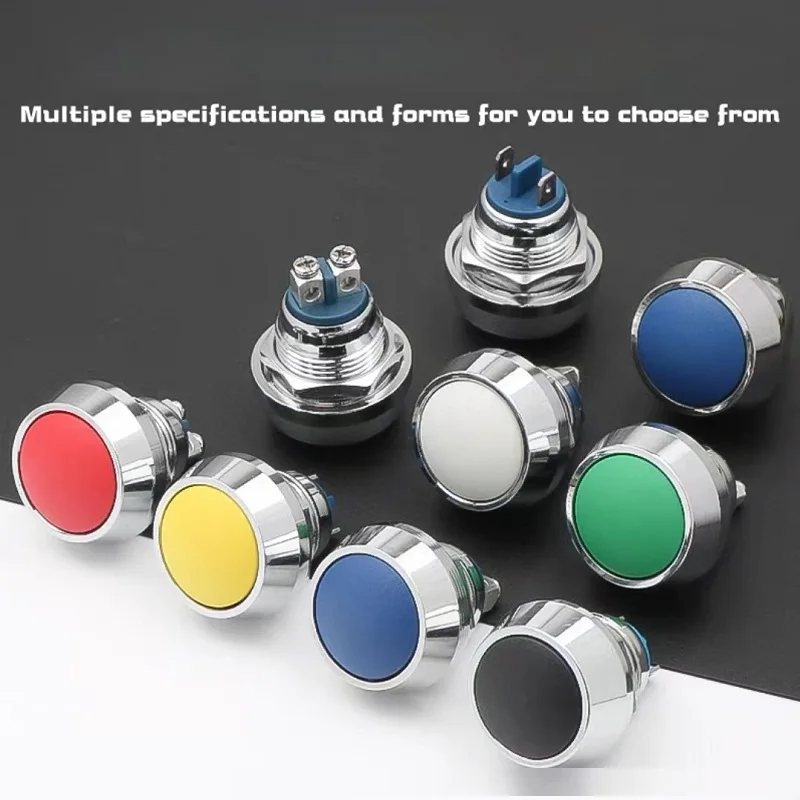 

12mm self-resetting metal button switch 3A/220V（Press to power on, release to power off）