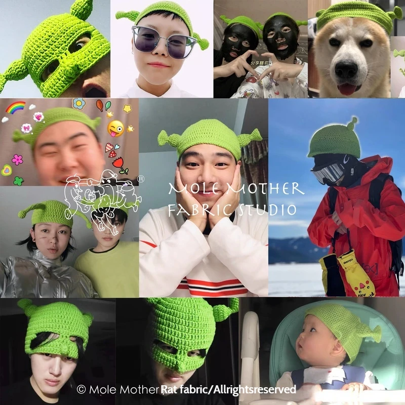 Shrek Headband Bonnet New Unisex Halloween Bonnet Skullies Beanie Cute Knit Hat Shrek Ears Cosplay Prop Theme Costume