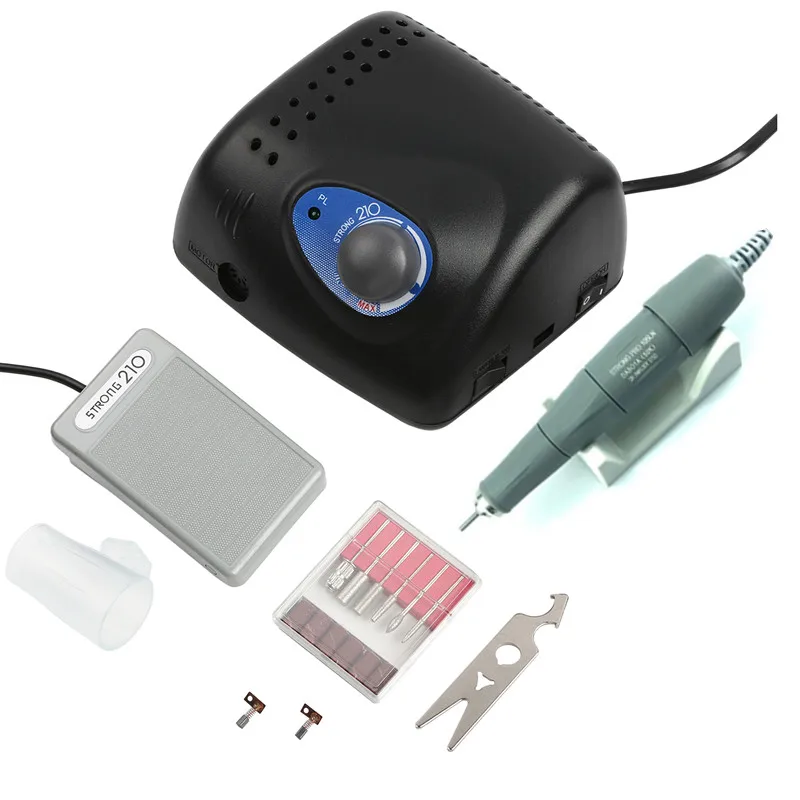 NEW 50000RPM Authent 65W Electric Nail Drill Machine Strong 210 PRO 105LN 2.35mm Model Manicure Pedicure Nail File Bit