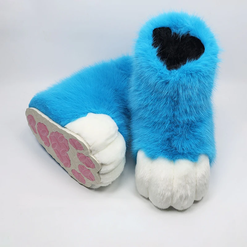 Harige Kat Poot Schoenen Pluizige Laarzen Meisjes Schoenen Beest Poot Schattig Pluche Kig Fursuit Dierenvoet Sokken Anime Party Cosplay Kostuum