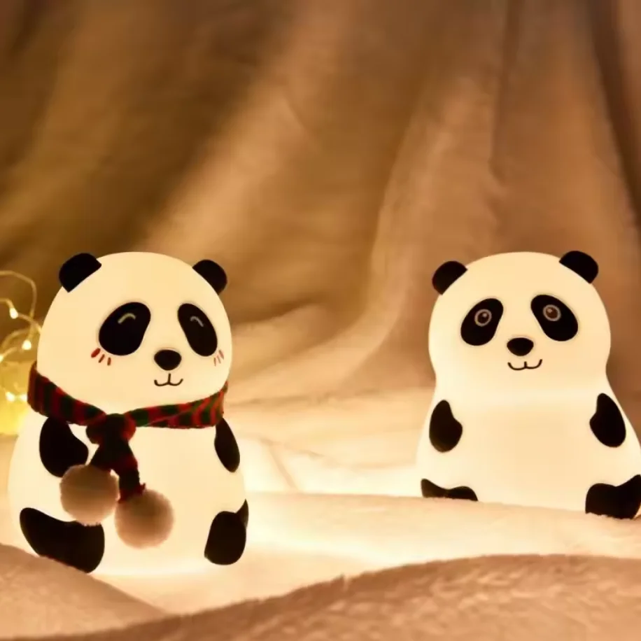 Mini Panda Night Light, Bedroom Bedhead USB Charging Sleeping with Pat Lamp Table Atmosphere Light Silicone