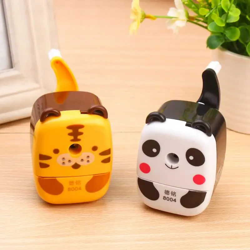 Cute Cartoon Animals Lápis Sharpener, Hand Crank, Manual Pen Cutter Tool, Panda