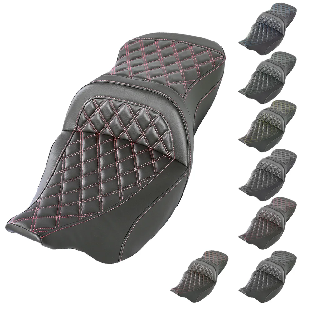 

Мотоциклетный большой диван с золотой строчкой и 2-гелевым внутренним сиденьем для Harley Touring Street Glide Road Glide Road King 2008-2023