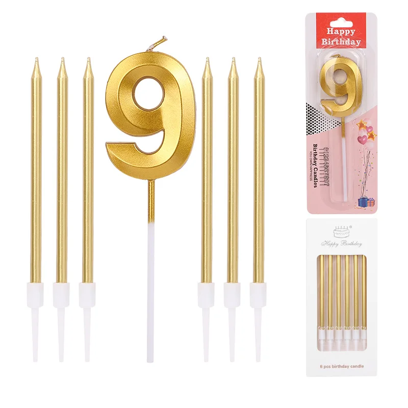 1-7pcs Golden Number Birthday Candles Happy Birthday Cake Candles Birthday And Wedding Digital Candle Baking Dessert Cake Decor