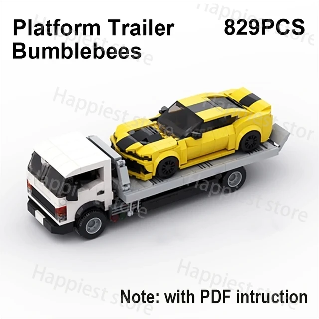 MOC City Military Car Vehicals Flatbed Trailer Truck Building Blocks G63 SUV AE86 GTR R32 Model Combat Bricks Sets Boy Toys