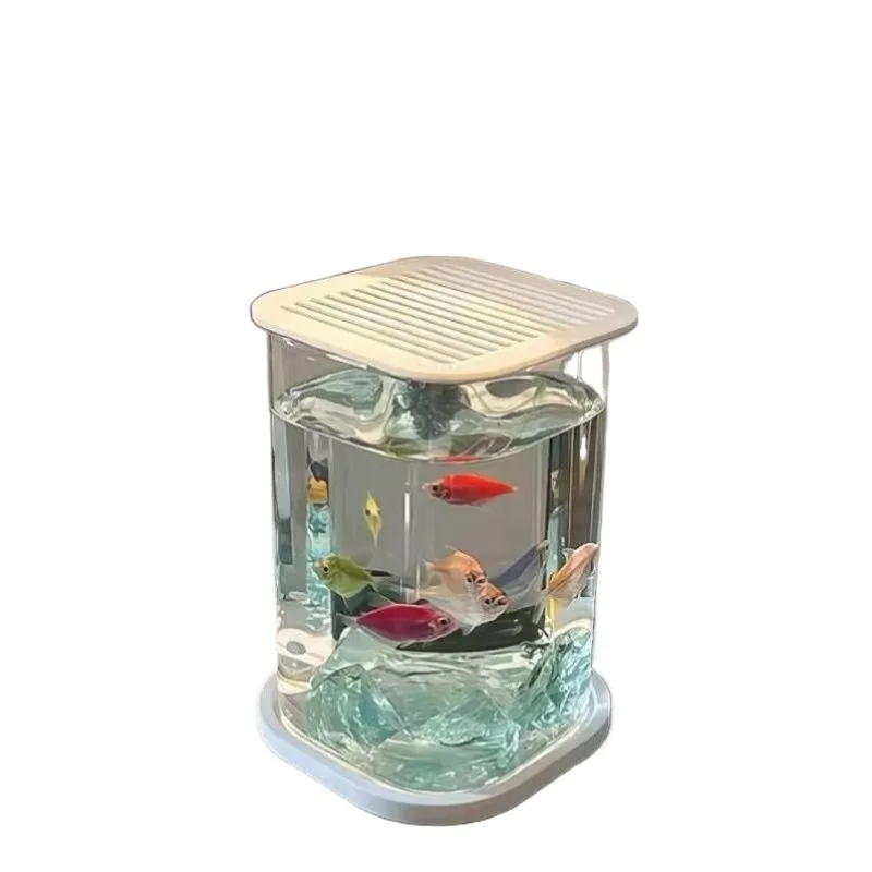 

Аквариум для борьбы с рыбой, специальный ультра белый маленький ленивый стеклянный аквариум для гостиной, креативное украшение для рабочего стола, высококачественный смотровой светильник