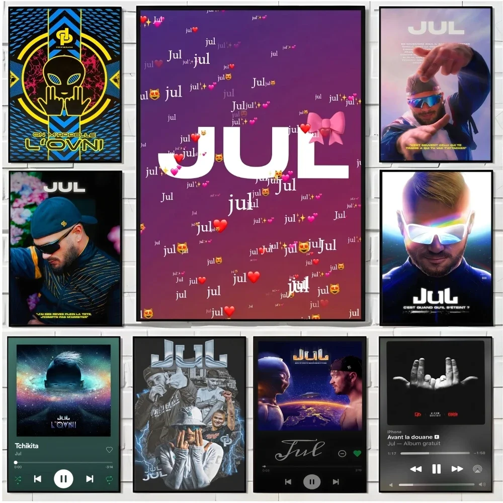 Rapper JuL Music Album Poster Room Wall Art Decor Waterproof Stickers For Home Bar Bedroom Decoration