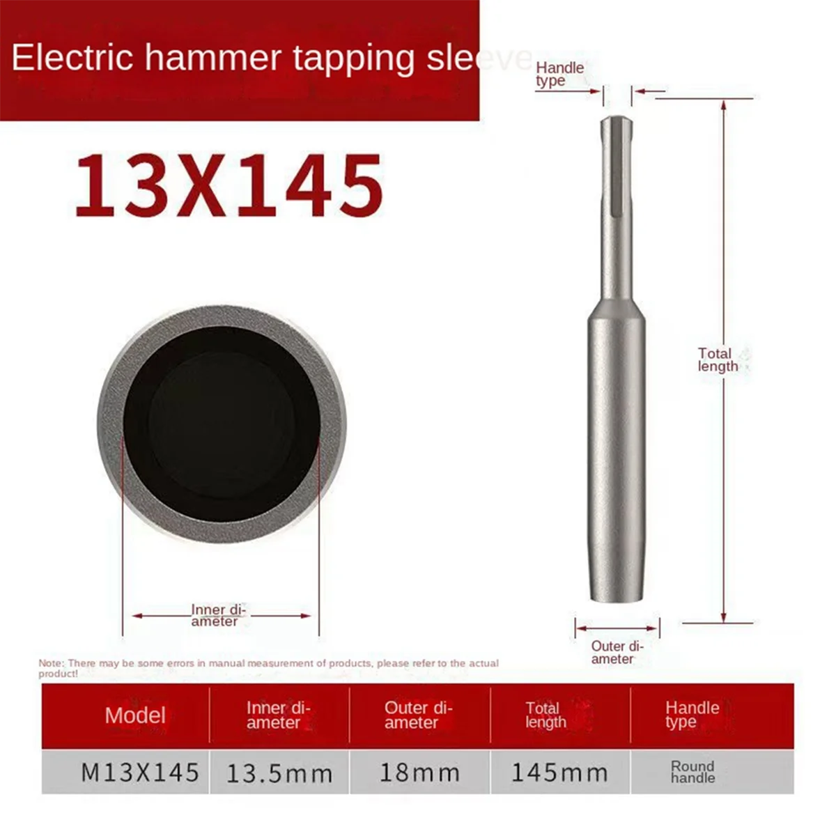 A43T 1Pc SDS Plus Ground Rod Driver 13mm Earth Stake Hammer Drill Grounding Rod Metal Ground Rod Driver Power Tool