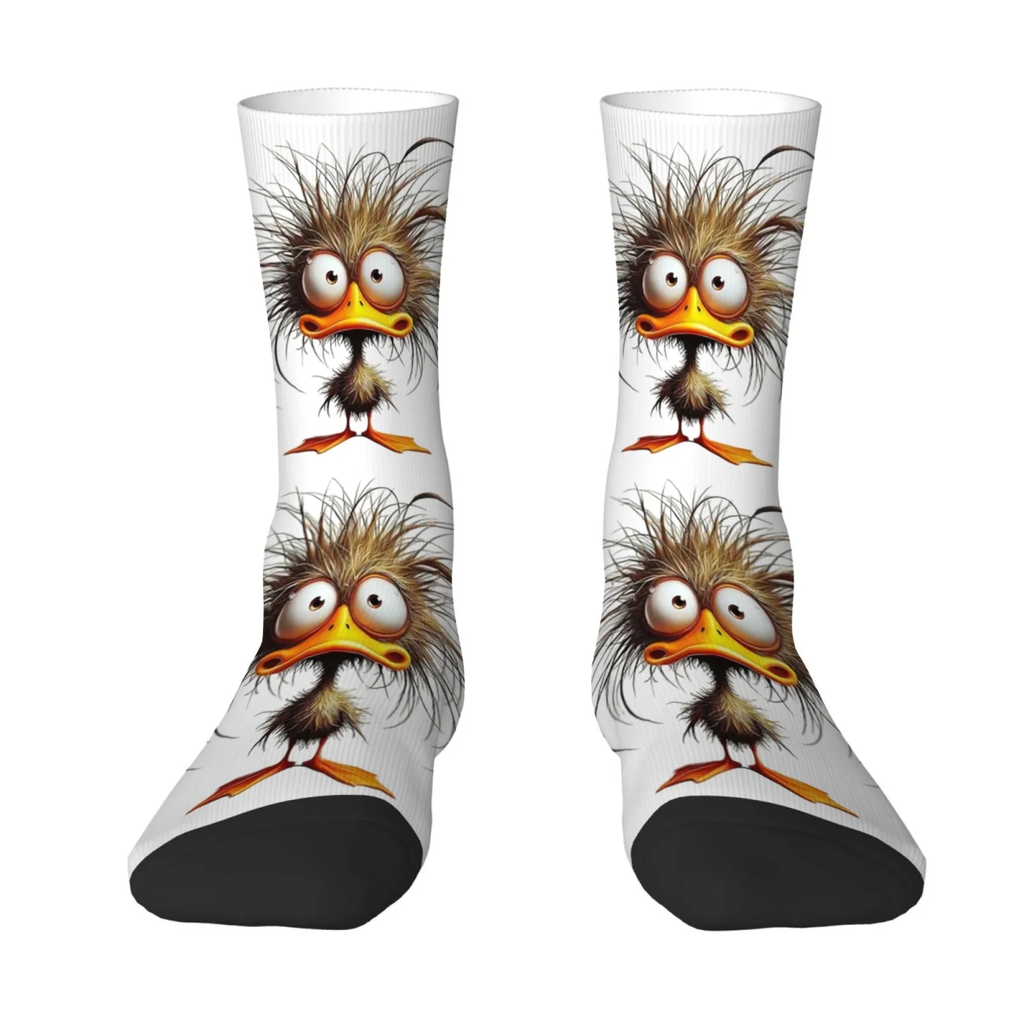 

Cute Cartoon Duck Print Men's Mid-Calf Socks Playful and Soothing Unique and Fun Novelty Soft Comfortable and Durable Socks