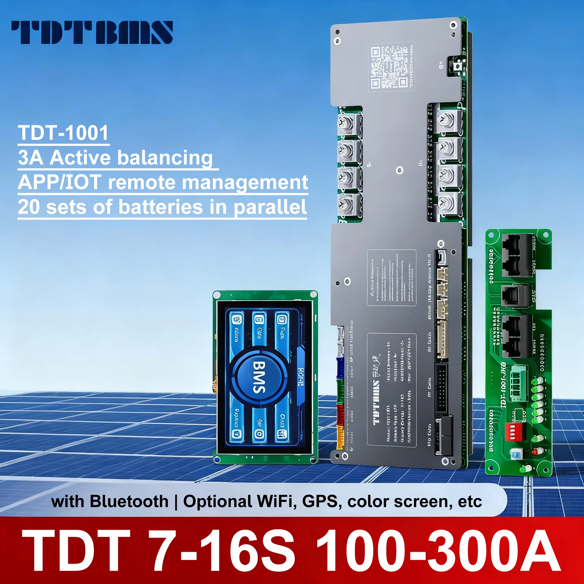 TDT Smart BMS 3A Active Balancing 7S 16S 100A 200A 300A 24V 48V Lifepo4 Lithium Battery Protection Board LFP CAN RS485 WIFI BMS