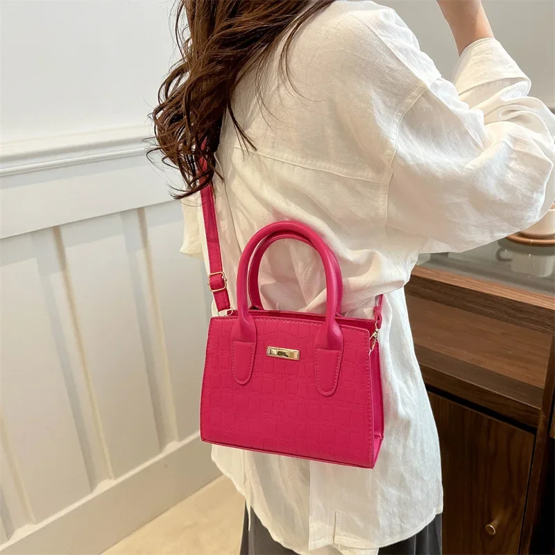 New Fashion Women Bag 2024 Beautiful Stylish Handbag Personality Stone Pattern Shoulder Bag Trendy Leisurely Small Square Bag