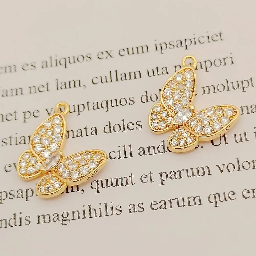 

14K Gold-plated Accessories, Butterfly Micro-inlaid Zircon Single Pendant Small Pendant, DIY Handmade Jewelry Bracelet Necklace