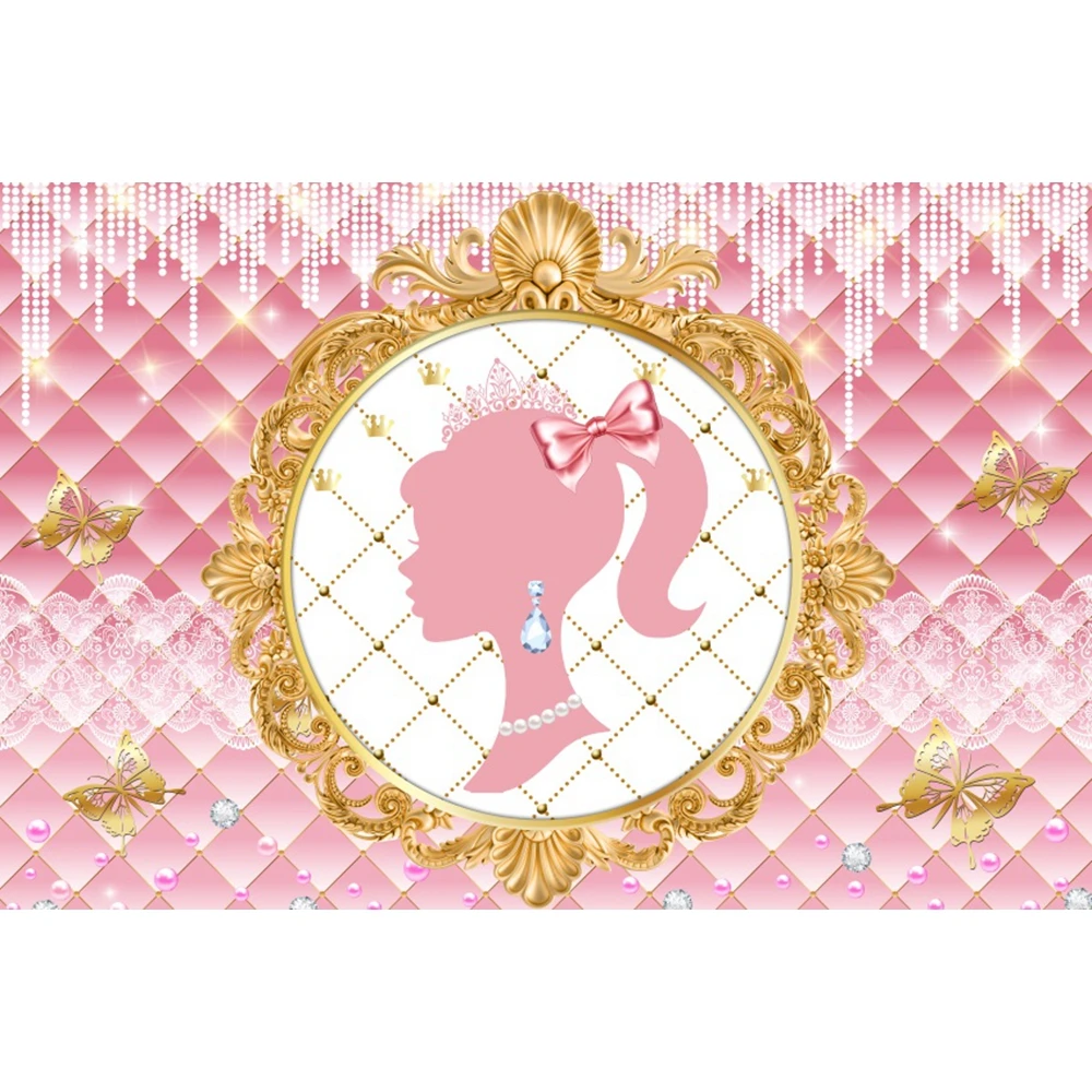 Barbie Party Hintergrund Rosa Fotografie Hintergrund Glamour Mädchen Dame Geburtstag Party Banner Kuchen Tischdekoration Dekor