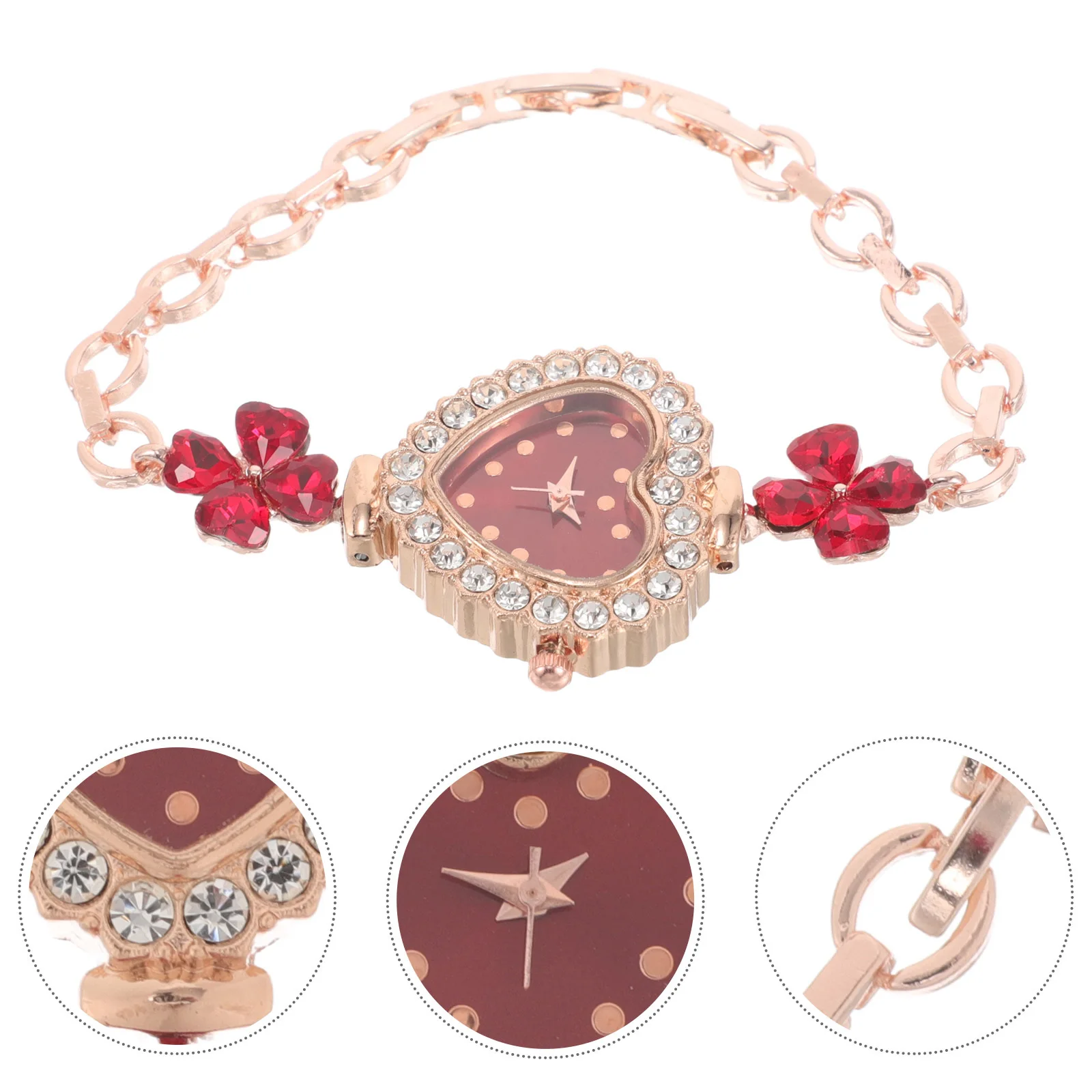 

Valentine Heart Women Delicate Wrist Watch Bracelet Watch Iron Alloy Quartz Wristwatch Small Lightweight Casual Timepiece