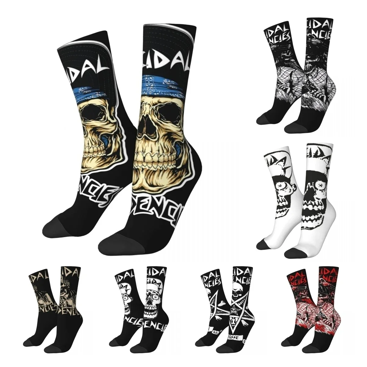 Harajuku Men's Socks Suicidal Tendencies Band Merch Comfortable Punk Graphic Dress Socks All Seasons