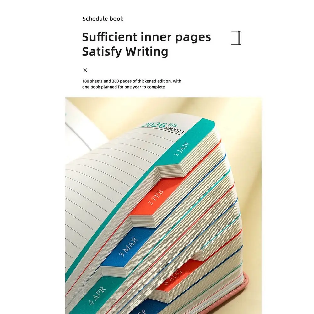 365 يومًا 2026 جدول مخطط المفكرة الإنجليزية ورقة سميكة A5 جدول التخطيط دفتر مقاومة للاهتراء الانضباط الذاتي #4