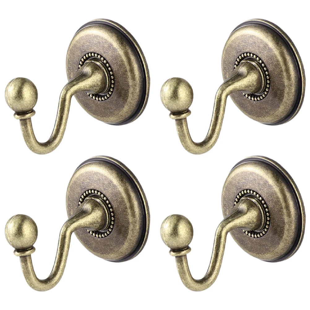 

4pcs Heavy Duty Curtain Hooks Vintage Metal Wall Hanging Hooks Decorative Coat Hangers for Clothes Hats Bags Bronze Strong