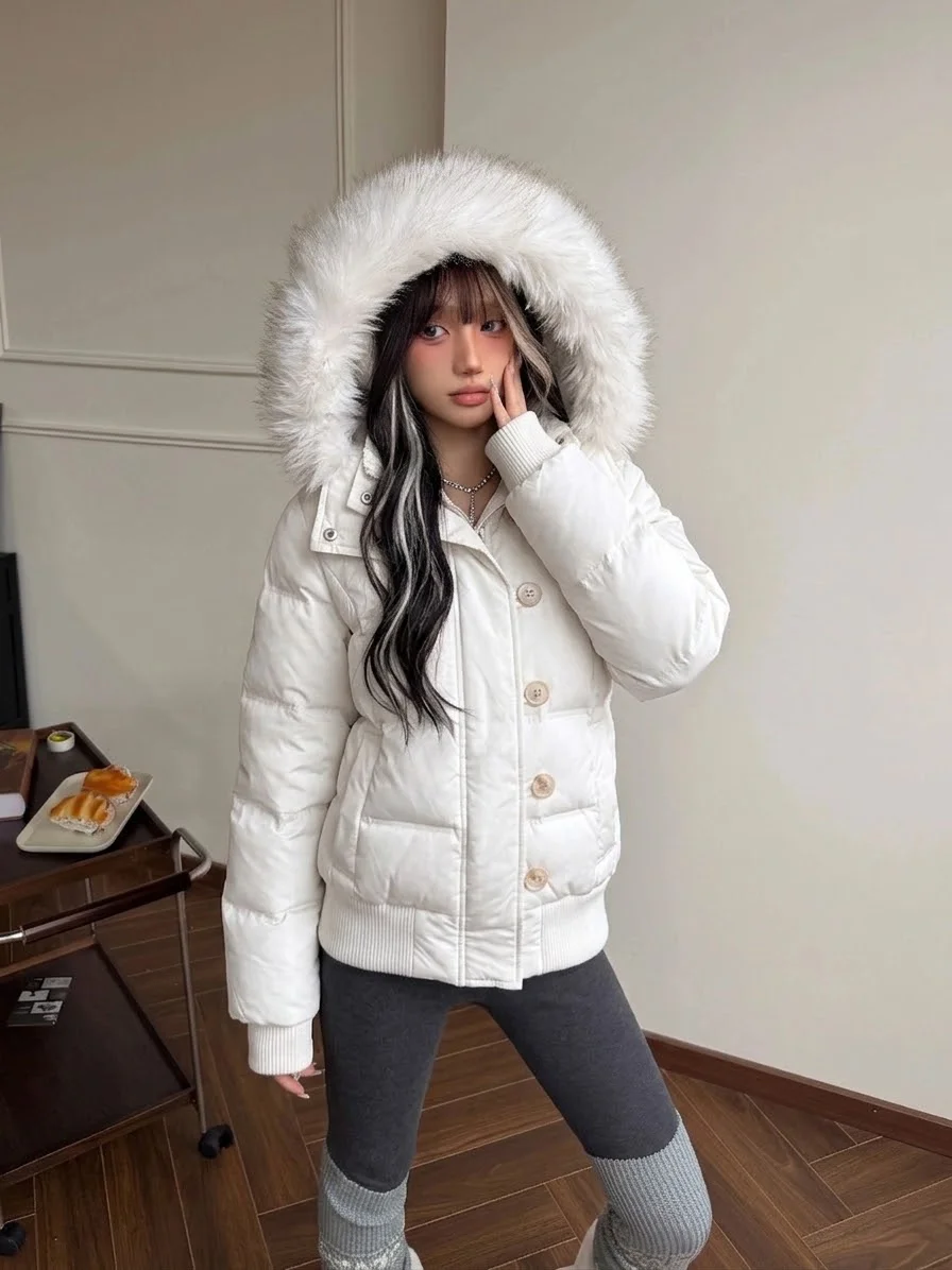 Women Vintage Faux Fur Collar Long Sleeve Solid Color Jacket American Retro Streetwear Casual Aesthetic Casual Outer Coat Autumn