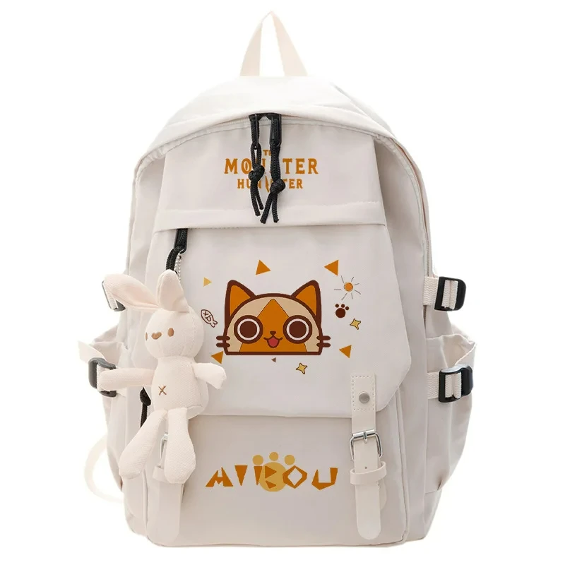 Anime Monster Hunter Cat Backpack Teenagers Schoolbag Students Book Bag Pocket Backpacks For Girls Boys