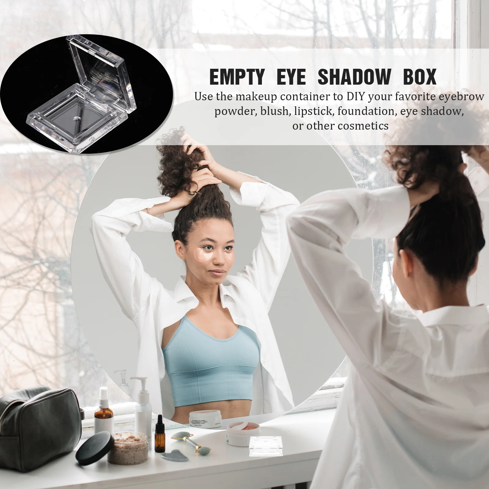 

4Pcs Eyeshadow Pan Empty Plastic Small Travel Container Portable Makeup Palette Refillable Lip Balm Case Durable