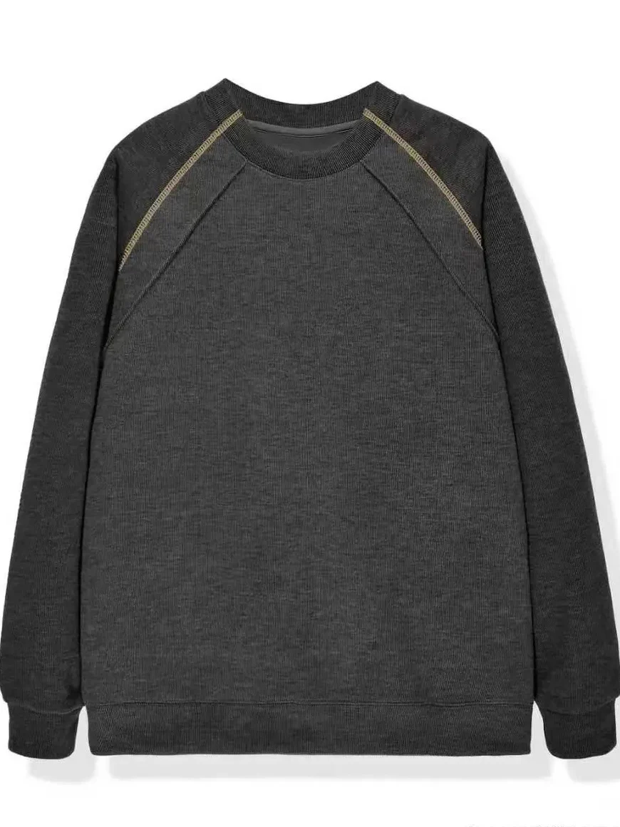 

Autumn Winter Thiened round Ne Sweatirt Men's Faion Simple Casual Top Hsu Line Snow Peak Fce Warm Comfortable Swea...