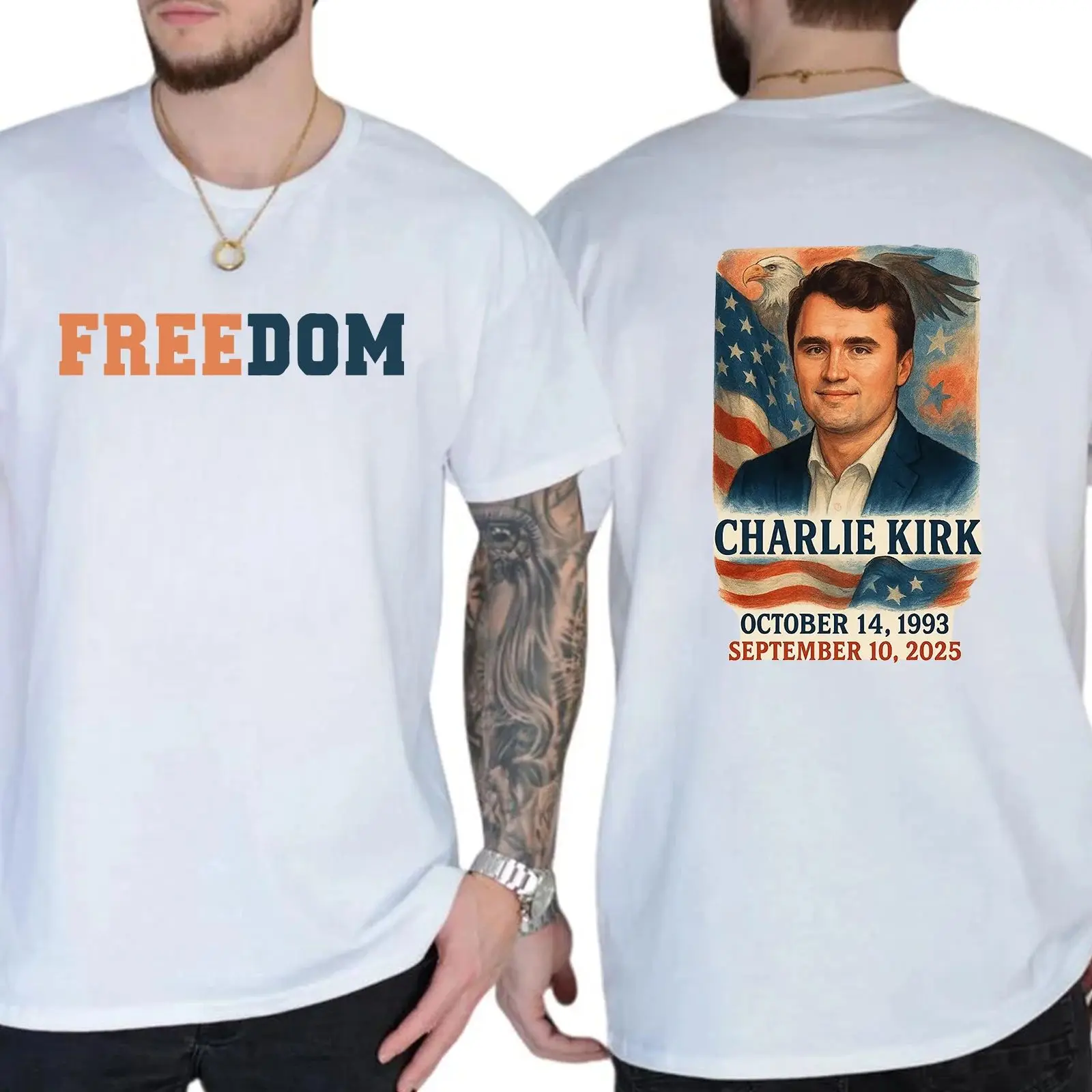 2025 تشارلي كيرك الحرية قميص تشارلي كيرك تي شيرت حقوق الإنسان المحملة مضحك السياسية قميص الاحتجاج تي شيرت للجنسين الحرية المحملة