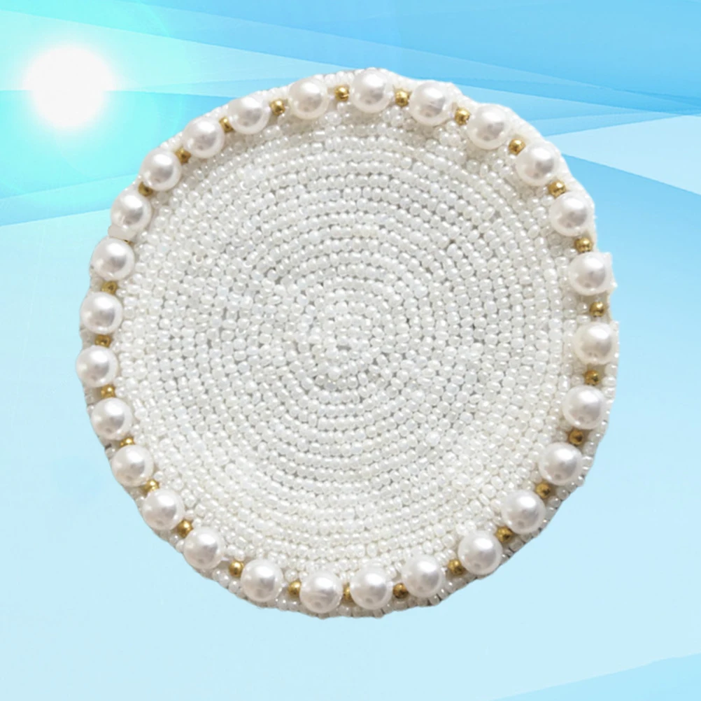 

Handmade Pearl Designed Cup Coaster White Protective Tableware Mat Practical Coaster Cup Accessories Tableware Mat
