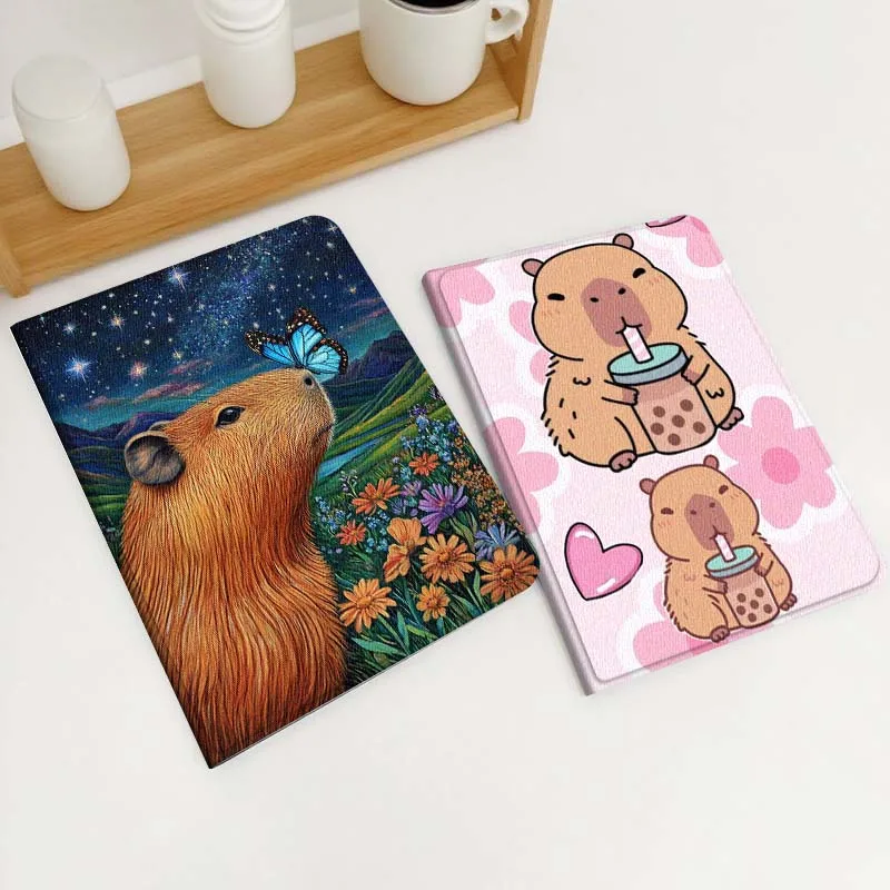 

Cartoon Cute Art Capybara For Xiaomi Redmi Mi Poco Pad 2 5 6s 7 7s Ultra Pro Max 14 12.4 12.1 inch Soft Tablet Case Gift
