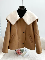 2024 Winter Women Real Natural Merino Sheep Fur Coat Thick Warm Double-faced Fur Luxury Female Coats Genuine Leather Jacket