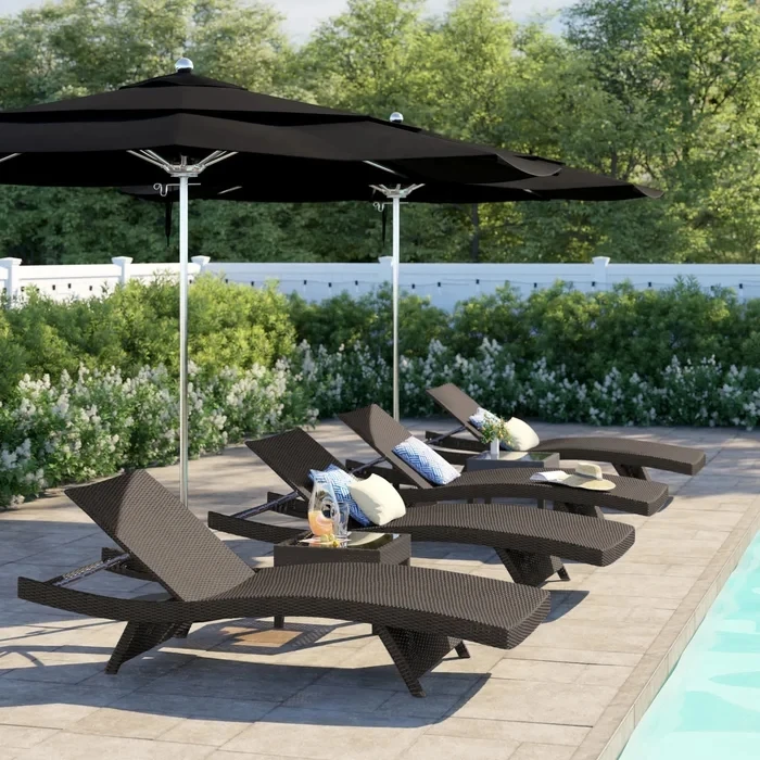 

Beach Daybed Pool Wicker Deck Chair Bed Rattan Outdoor Recliner Chair Sunbed Deckchairs Sun Chaise Lounge For Hotel Beach