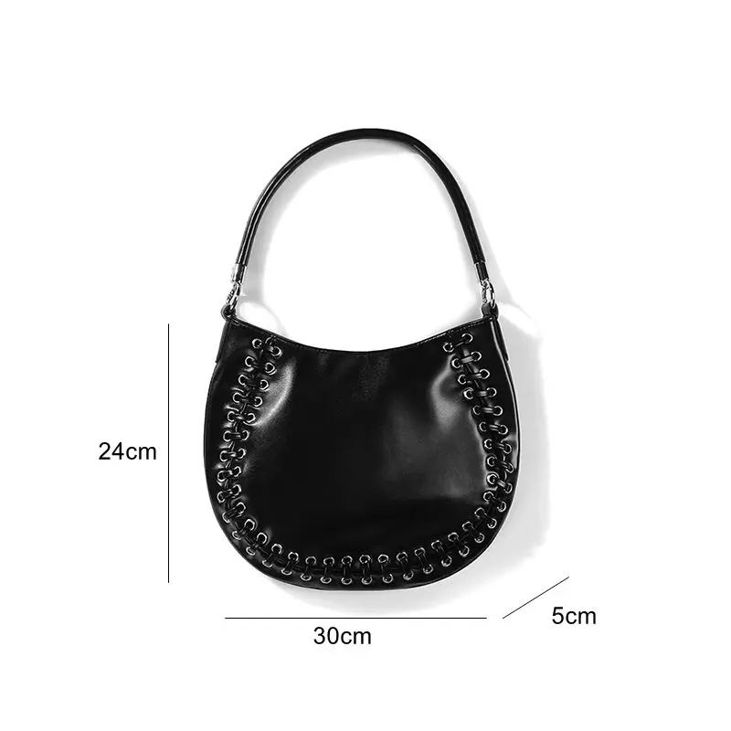 Magnetic Buckle Large Capacity Purses and Handbags Spring New Soft Pu Leather Saddle Shoulder Bags for Women Retro PU Woven Bag