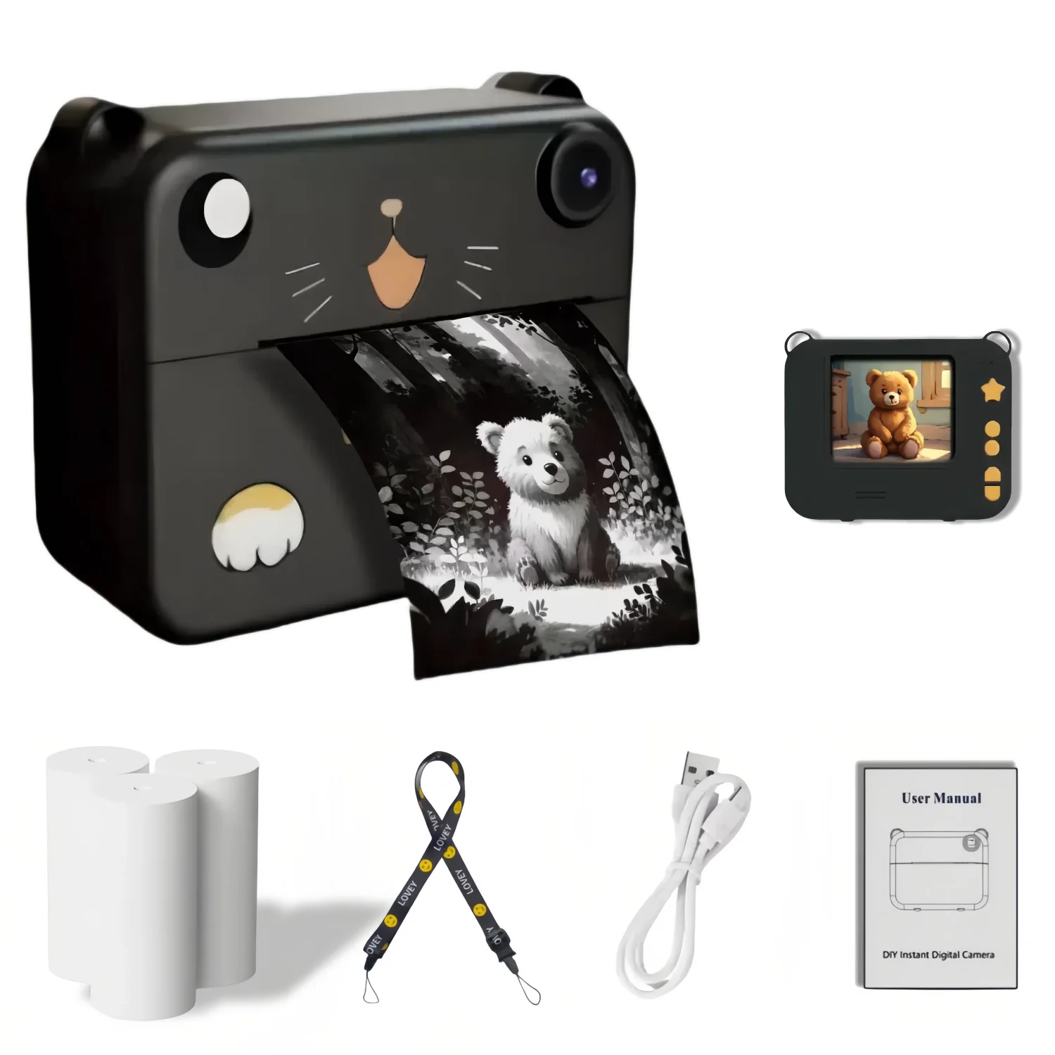Digital Children Camera For Photography Mini Printer Portable Thermal Instant Print Photo Kids Camera 1080P HD 2.4inch Toy Gifts