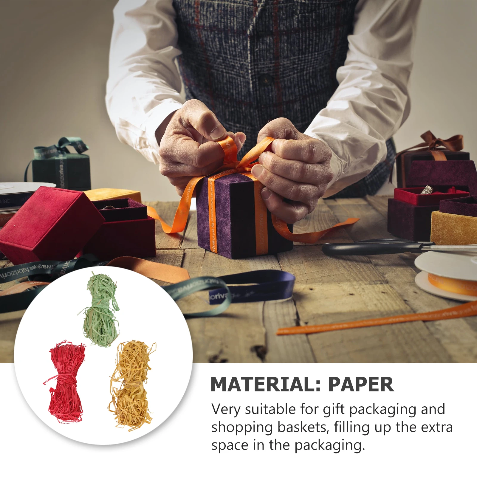 

3 Bundles Bouquet Wrapping Materials Raffia Paper Craft Ribbon for Crafts Rope Ribbons Christmas
