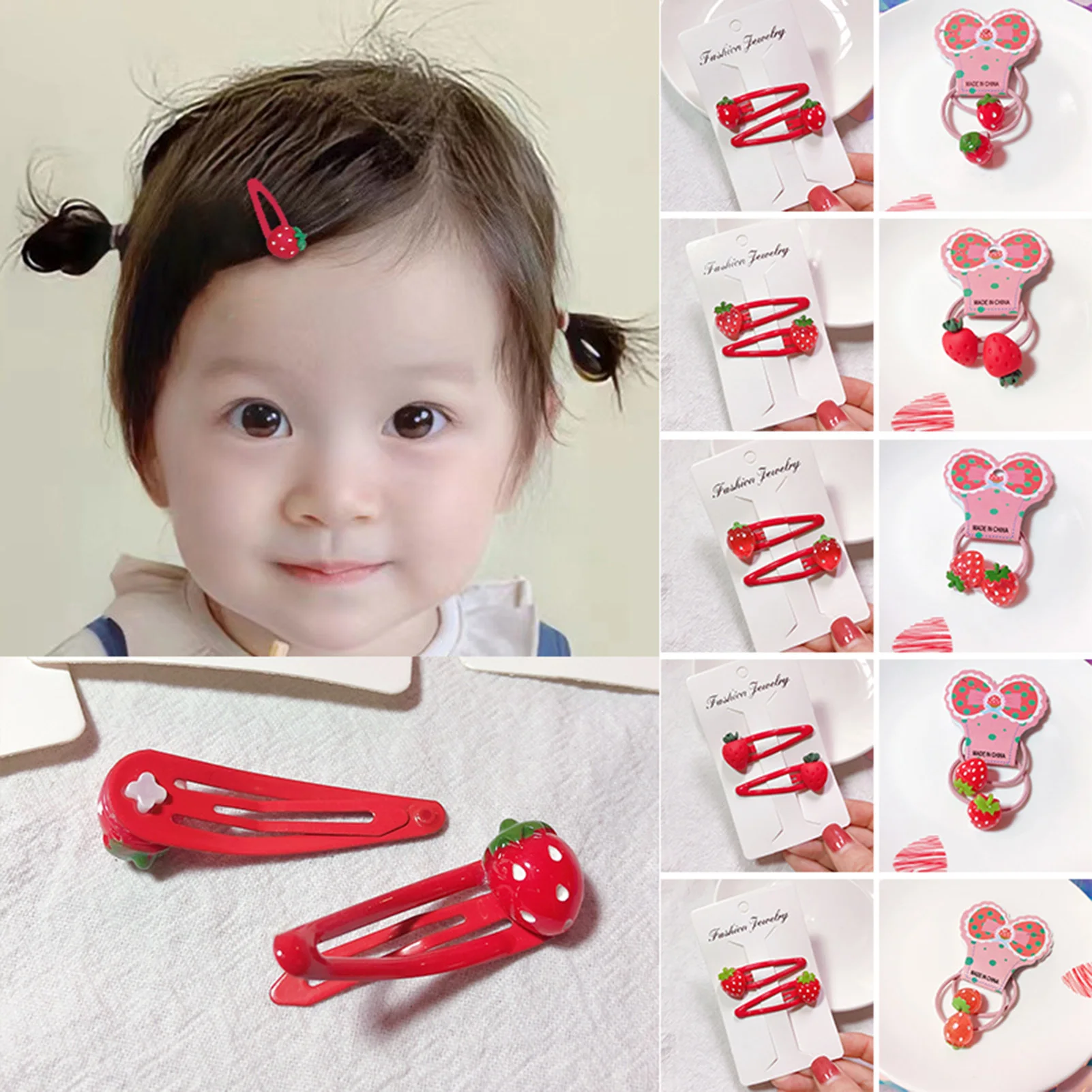 Erdbeer-Haarspange für Kinder, Perlglanz, 3D-Diamant-Intarsien, Erdbeer-Haarspange/Stirnband, hübsches Haar-Accessoire für kleine Mädchen