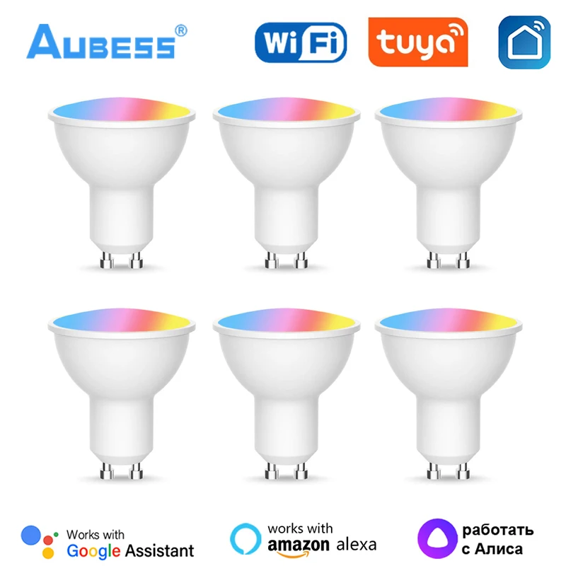 TUYA Wifi Smart GU10 Light Bulb RGB C+W 100-240V 5W LED Light Bulb APP Voice Control Work With Alexa Google Home Yandex Alice