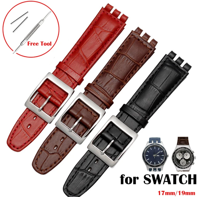 for SWATCH Watch Strap 17mm 19mm Genuine Cowhide Leather Bracelet Men Women Waterproof Sport Replacement Watchband AliExpress
