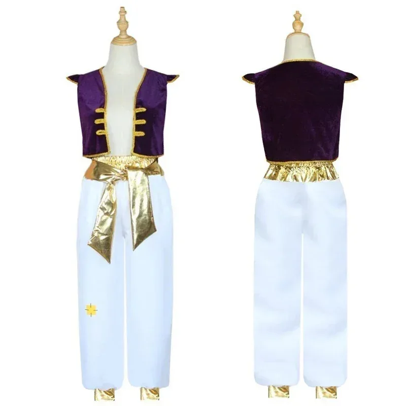 Costumi di Aladino Bambini Ragazzi Anime Lampada magica di Aladino Principe Costume cosplay Gilet Pantaloni Set per bambini Abiti da festa di Halloween