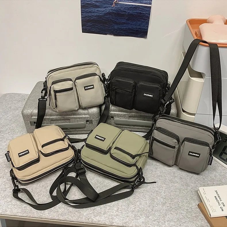 

Горизонтальная квадратная мужская сумка через плечо с несколькими карманами, легкая нейлоновая многофункциональная сумка через плечо большой вместимости