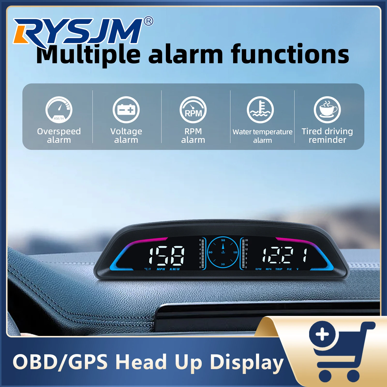 

Car B3 OBD G3 GPS Head Up Display Multifunctional Speed Gauge With Alarm Function RPM Water Temp Voltage Car Auto Accessories