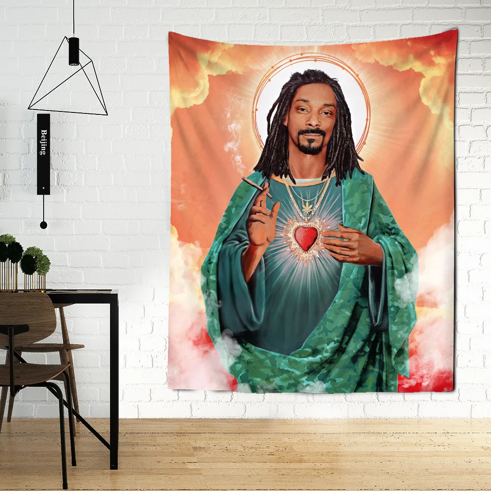 Snoop Dogg Tapestry Rapper Jesus Tapestry Wall Hanging Mystical Psychedelic Boho Aesthetic Room Hippie Bedroom Background Decor