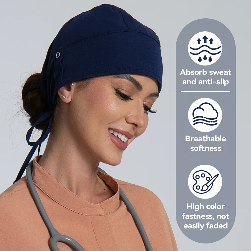 KUNGFU SCRUBS gorra exfoliante unisex absorbente de sudor quirófano médico gorro de trabajo gorros de enfermería con sección elástica
