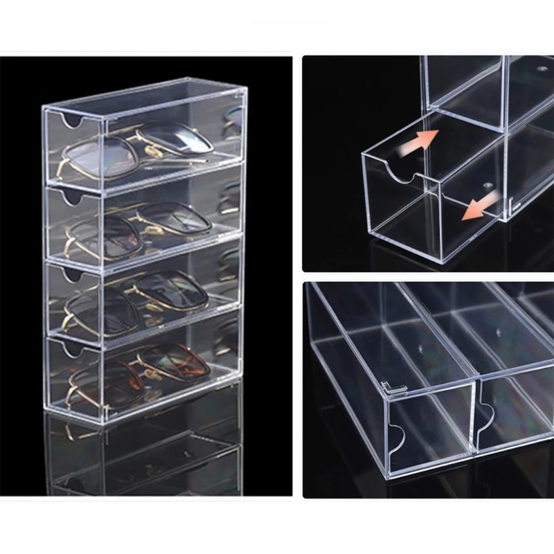 Convenient and Protective Drawer Storage Box for Sunglasses Space Saving 4Layers Stand Holder for Accessories